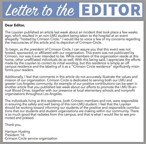 the union letters to editor